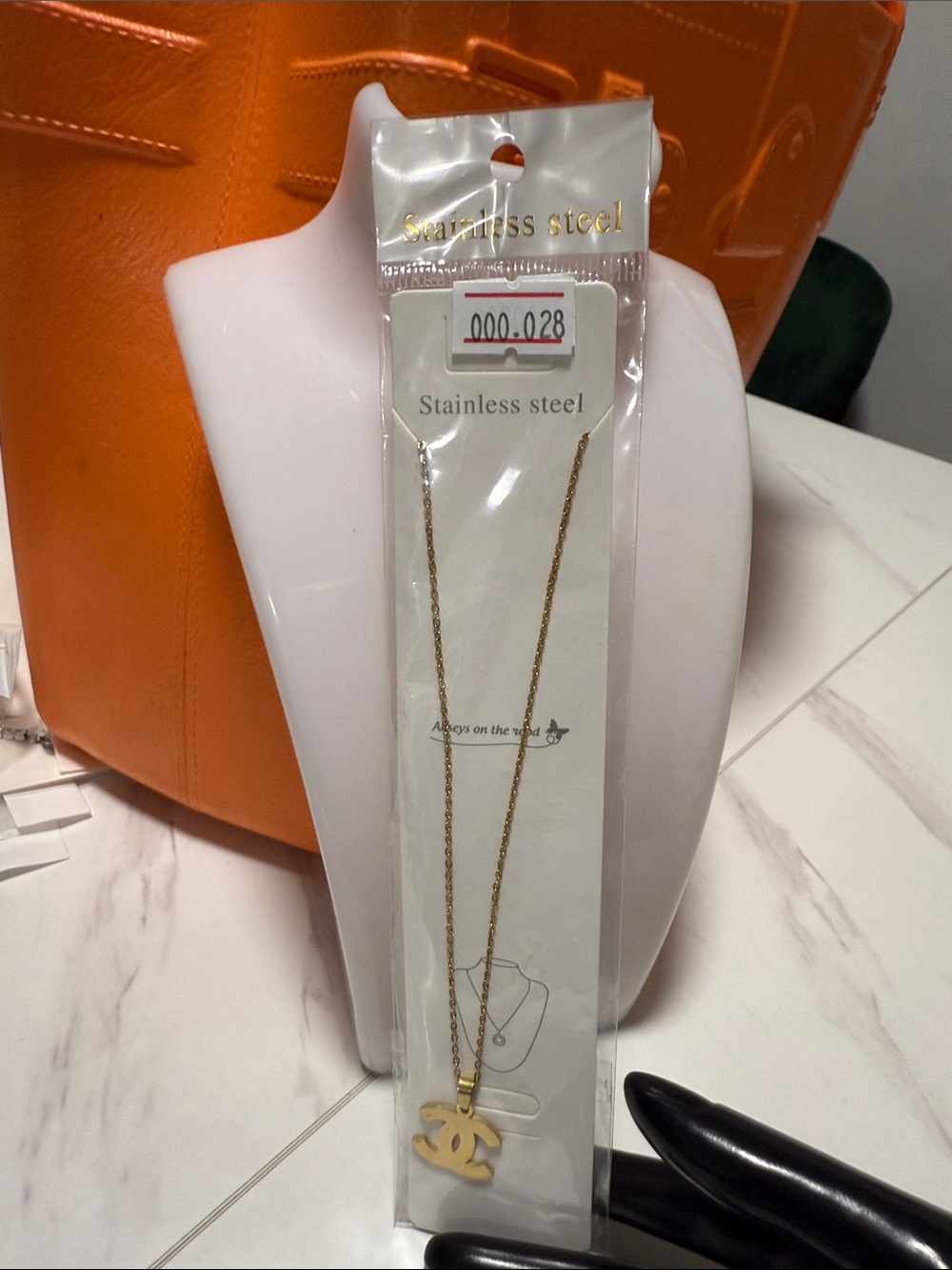 Gold Pendant Necklace Stainless Steel Chain - Gold Color